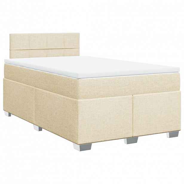 vidaXL Box spring postel s matrací krémová 120x200 cm textil