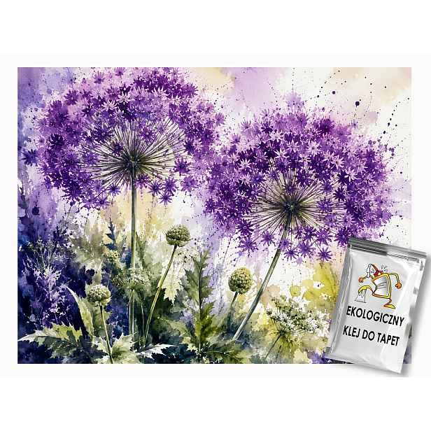 Fototapeta Netkaná Akvarel Louční Zahrada Květiny Česnek 416x254 130g