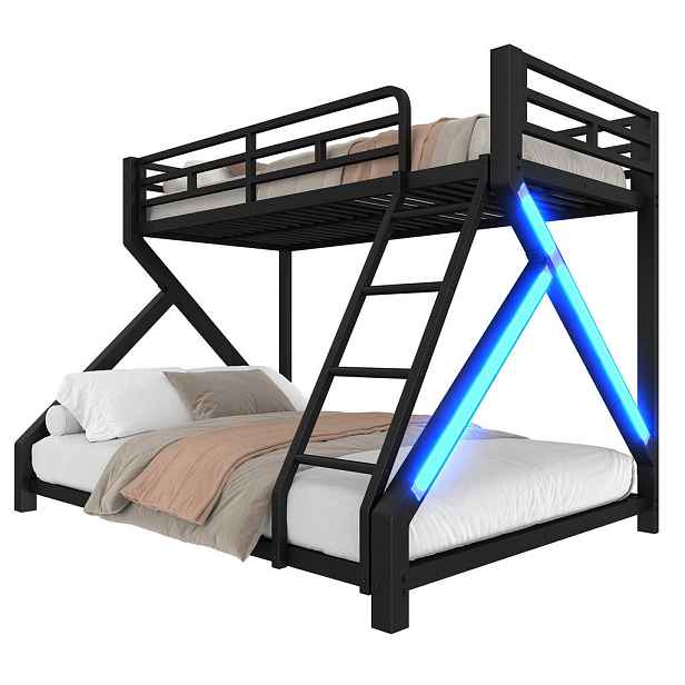 STILVORA PALANDA 90/200 cm & 140/200 cm, černá, s LED a žebříkem