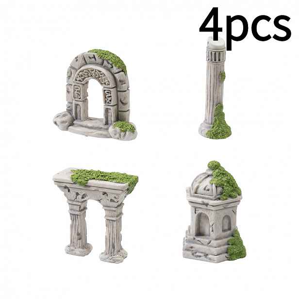 TEMU 4 ks Retro Malé Sochy Dekorace Římské Sloupky Ozdoby, Miniaturní Dekorace Pohádkové Zahrady Vhodné pro Miniaturní Zahrady, Akvarijní Terénní