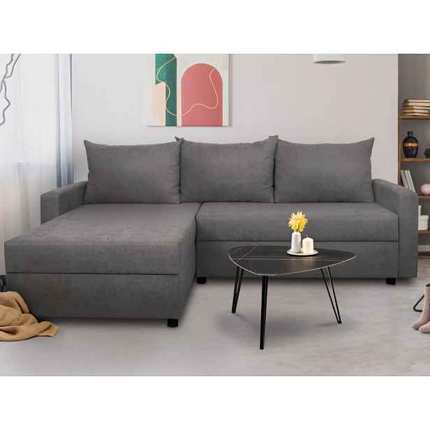 Univerzální rohová sedačka Brest, středně šedá látka