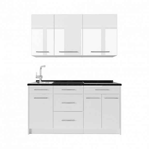 Vicco JEDNOTKOVÁ KUCHYNĚ Fame-Line, Bílá vysoký lesk/Bílá, 150 cm, PD Antracit