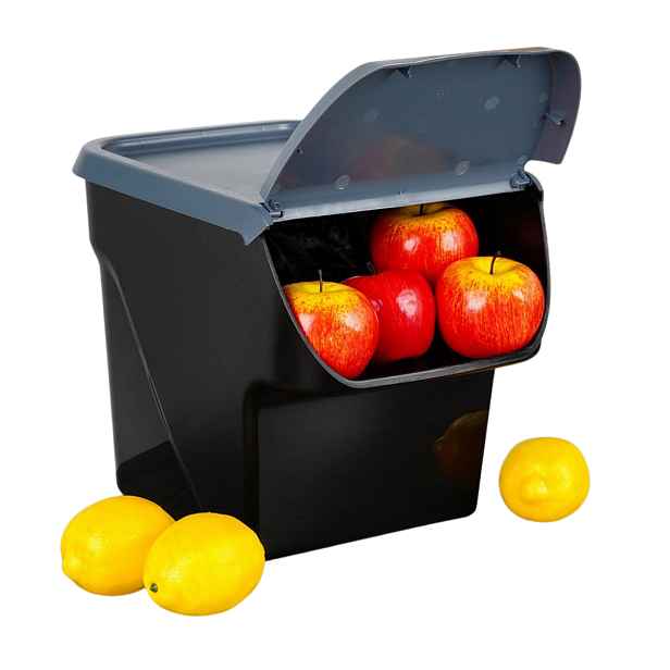 VILDE Úložný box na brambory a cibuli s větráním, VEGBOX šedý (14l - 5-8kg brambor)