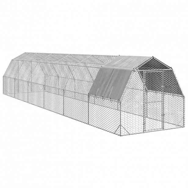 vidaXL Výběh pro slepice se střechou 2,5x12x2,25 m pozinkovaná ocel