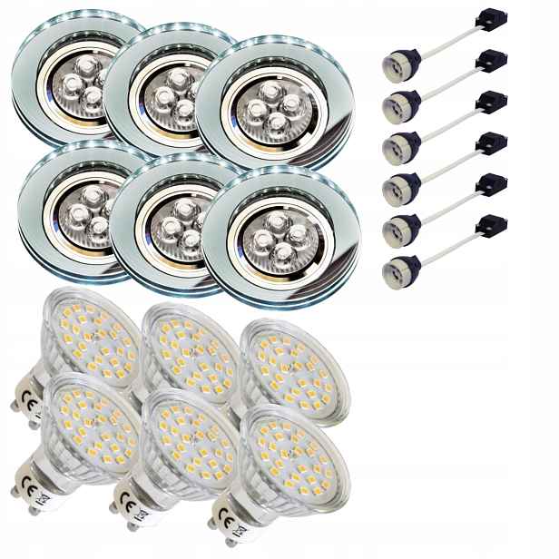 6x Halogenové stropní svítidlo Bílý Led pásek Led žárovka GU10 3W Sada