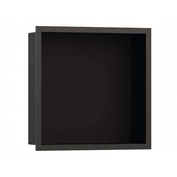 Hansgrohe XtraStoris Individual - Výklenek do stěny s designovým rámem, 30x30x10 cm, matná černá/kartáčovaný černý chrom 56098340