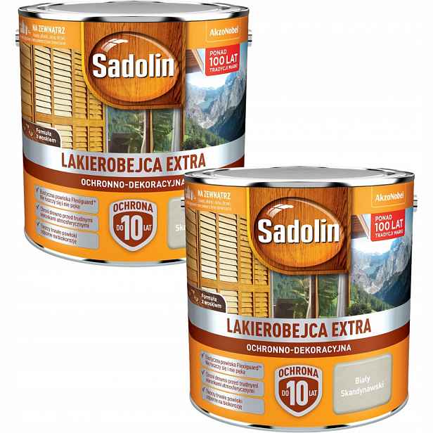 Set Sadolin Extra 2x2,5L Lakobec Na Dřevo Bílý Skandinávský 5L