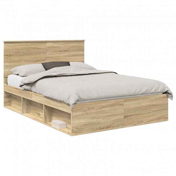 vidaXL Rám postele s čelo Sonoma dub 150 x 200 cm Masivní borové dřevo