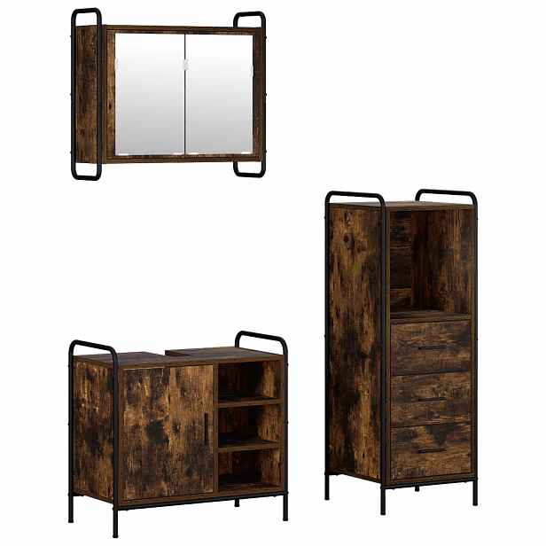 vidaXL Sada koupelnových skříněk 3 ks Kouřový dub 40 x 36 x 109,5 cm
