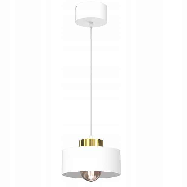 Závěsná lampa bílá zlatá kulatá 20 cm do jídelny nad stůl a ostrov Luminex