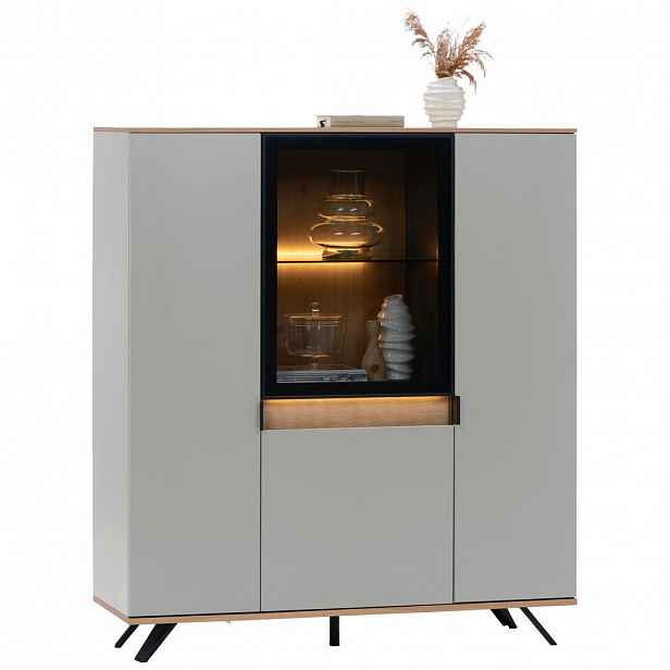 Dieter Knoll VYSOKÁ KOMODA, šedá, barvy dubu, 130,5/134,6/42 cm