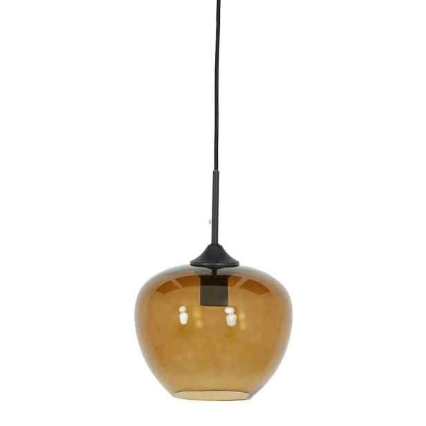 Hnědé skleněné závěsné světlo Mayson brown and black  - Ø 23*18 cm/E27/40W Light & Living