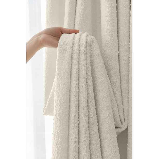 Hotový závěs na pásce Dreamy Boucle 140x270 krémová s boucle strukturou