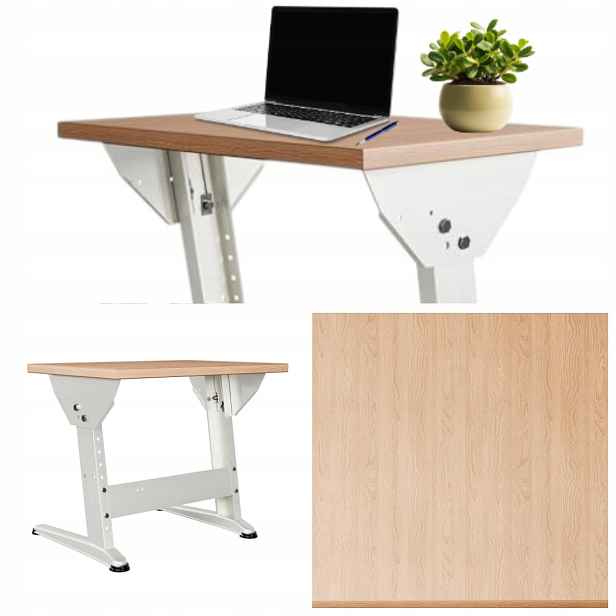 Regulovatelný psací stůl 69,5 x 50 cm ergonomický bukový rám, bílá barva