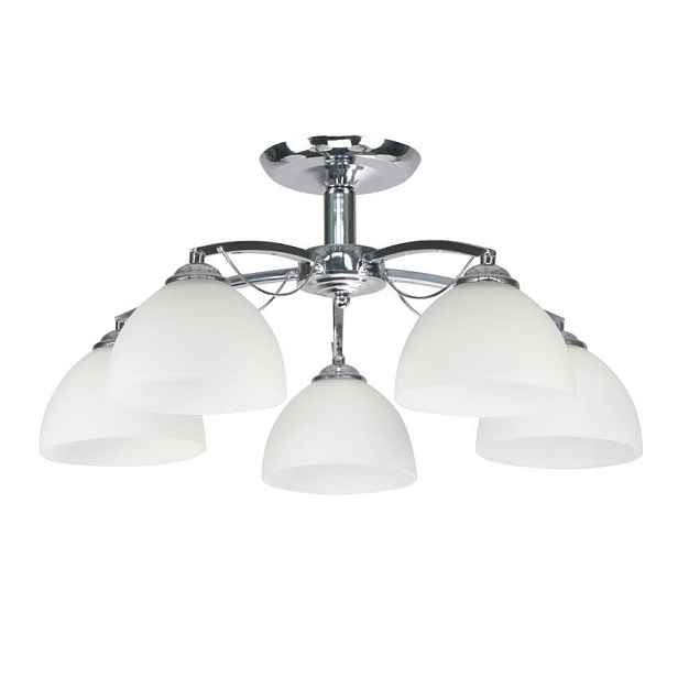 Stropní lampa Filona Chrome 5x40 E27 bílé stínidlo