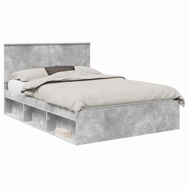 vidaXL Rám postele Betonově šedá 150 x 200 cm Masivní borové dřevo