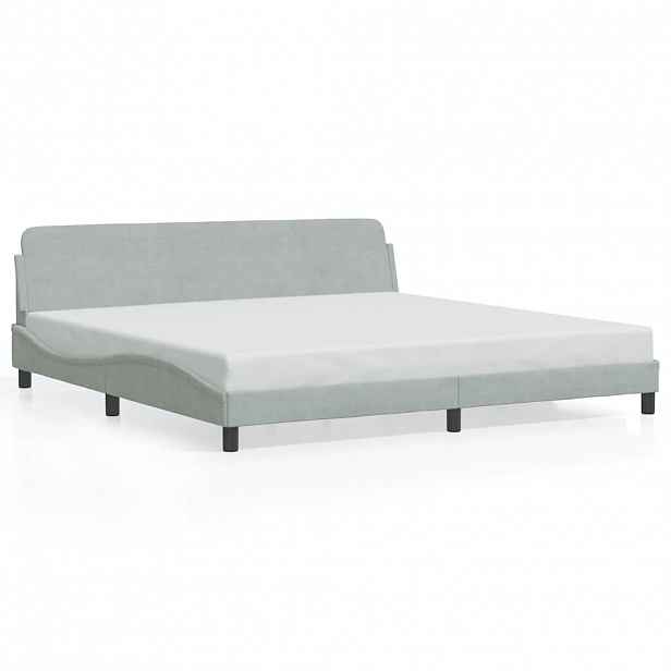 vidaXL Rám postele Dover světle šedý 200 x 200 cm samet