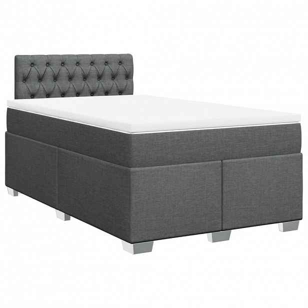 vidaXL Box spring postel s matrací tmavě šedá 120x200 cm textil