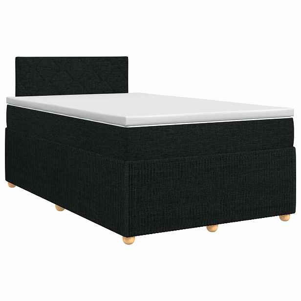 vidaXL Postel boxspring s matrací s čelo Černá 120 x 200 cm Textil