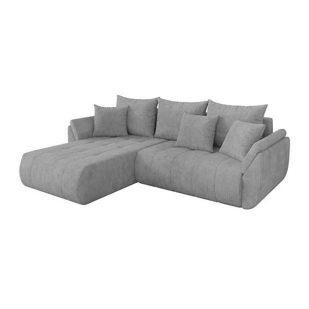 ALTDECOR ROHOVÁ SEDAČKA s funkcí spaní, otoman vlevo TOKO-L 277x194x86 šedá manšestr