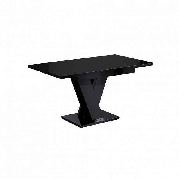 ALTDECOR VÝSUVNÝ jídelní stůl 120–160 × 80 × 75 cm – vysoce lesklá černá – ASIV