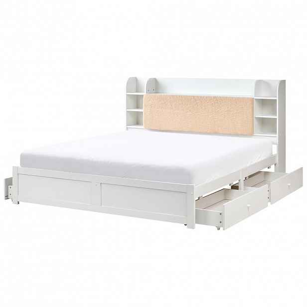 Beliani POSTEL s zásuvkami 180/200 cm MDF deska Bílá Bizou