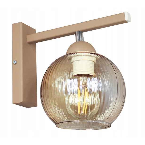 Nástěnná nástěnná lampa Klosz Glass ryflovaná béžová nástěnná svítidla Led lampy