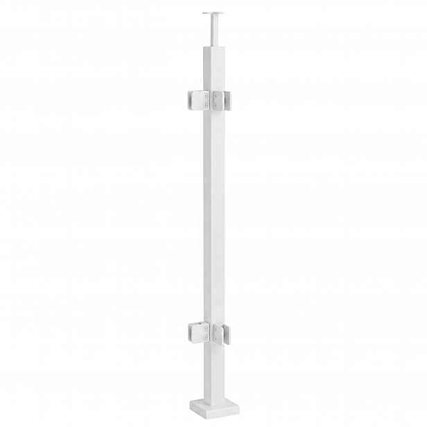 Rohový sloupek pro skleněné zábradlí 110 cm Bílý 40x40 mm Loft