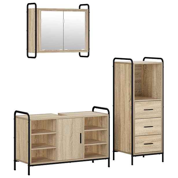 vidaXL Sada koupelnových skříněk 3 ks Dub sonoma 40 x 36 x 109,5 cm
