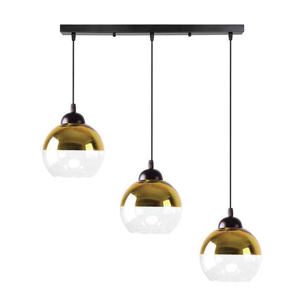Závěsná lampa Contessa černá 3x40 E27 zlaté stínidlo
