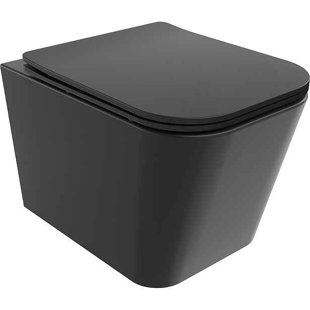 Závěsný WC set MEXEN TEO 34,5 cm s prkénkem SLIM černý mat