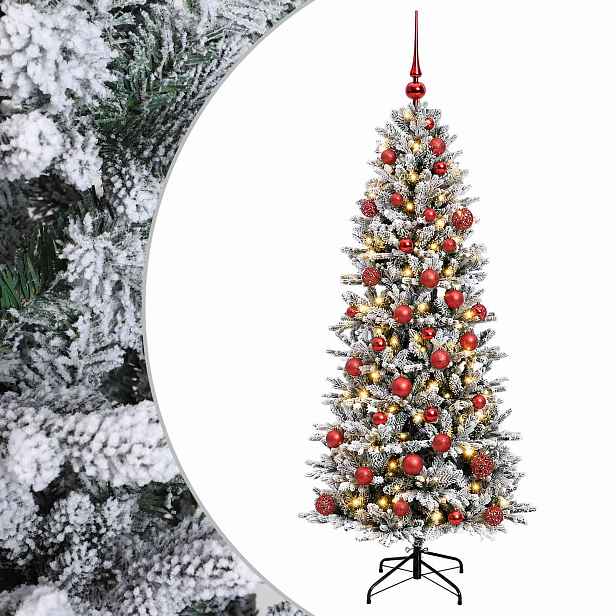 vidaXL Umělý vánoční stromek s vánočními koulemi 150 cm 150 LED