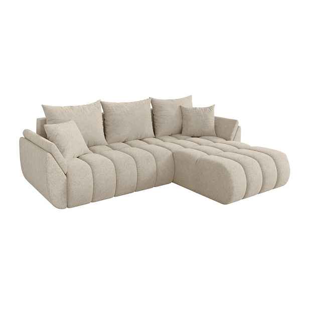 ALTDECOR ROHOVÁ SEDAČKA s funkcí spaní, otoman vpravo TOKO-L-v1 277x194x86 krémová velur