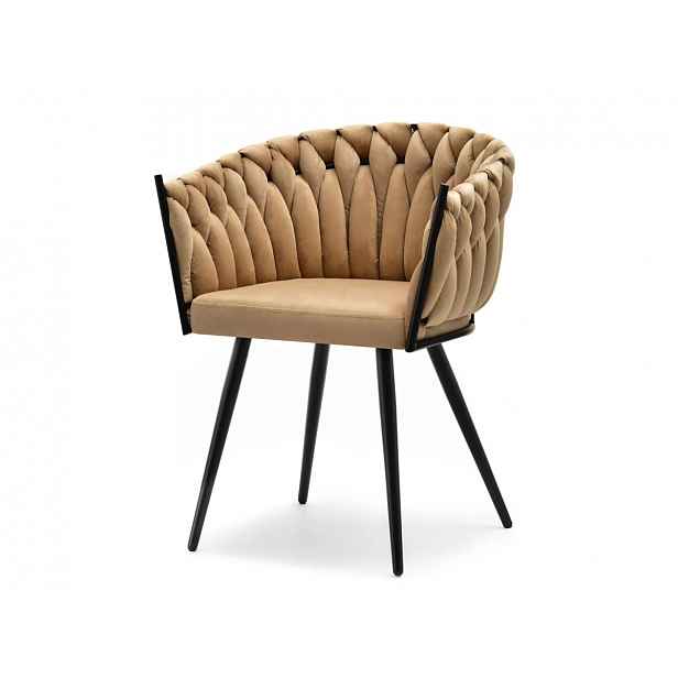 Čalouněná jídelní židle ALMA - karamelová / černá