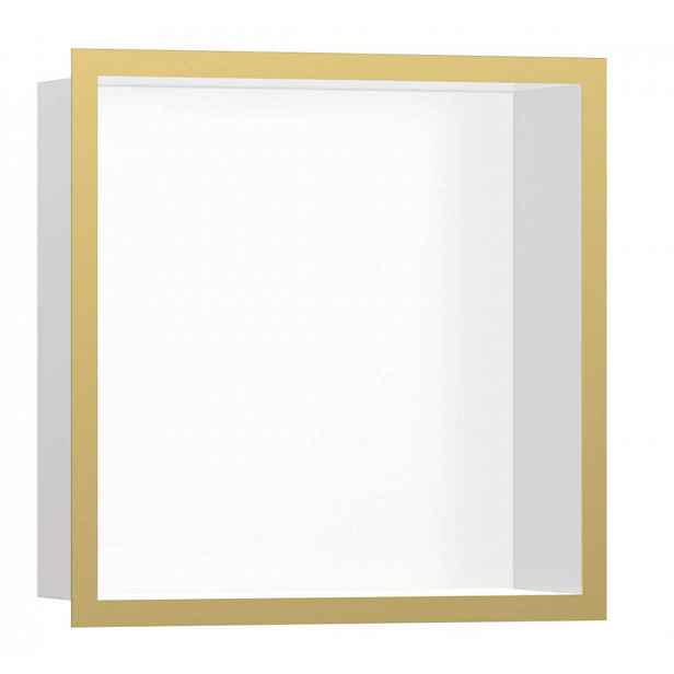 Hansgrohe XtraStoris Individual - Výklenek do stěny s designovým rámem, 30x30x10 cm, matná bílá/leštěný vzhled zlata 56099990