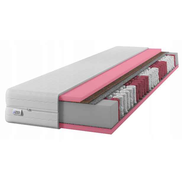 Matrace 90x190 taštičková pružinová 21cm 7zónová Hr oboustranná H3 H4 kokos