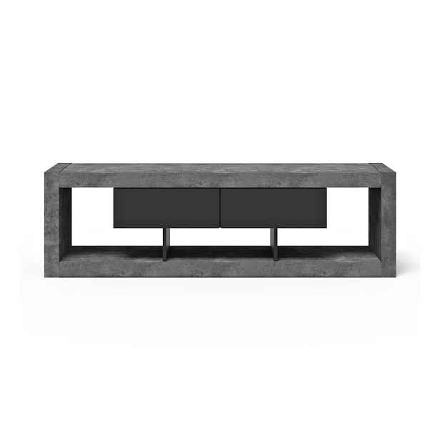 Šedo-černý TV stolek v dekoru betonu 175x52 cm Nara – TemaHome