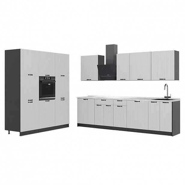 Vicco KUCHYŇSKÝ KOUT Fame-Line, Bílý venkovský dům/Antracit, 460 cm, PD Mramor