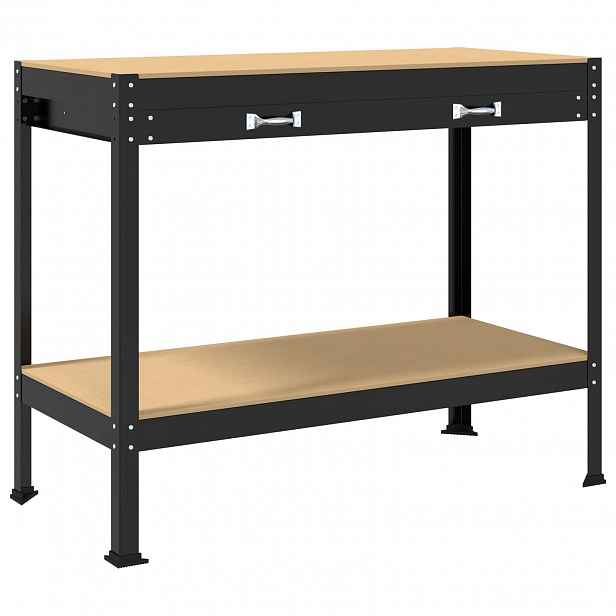 vidaXL Pracovní stůl Černý 114 x 54 x 91 cm Skládané dřevo a kov