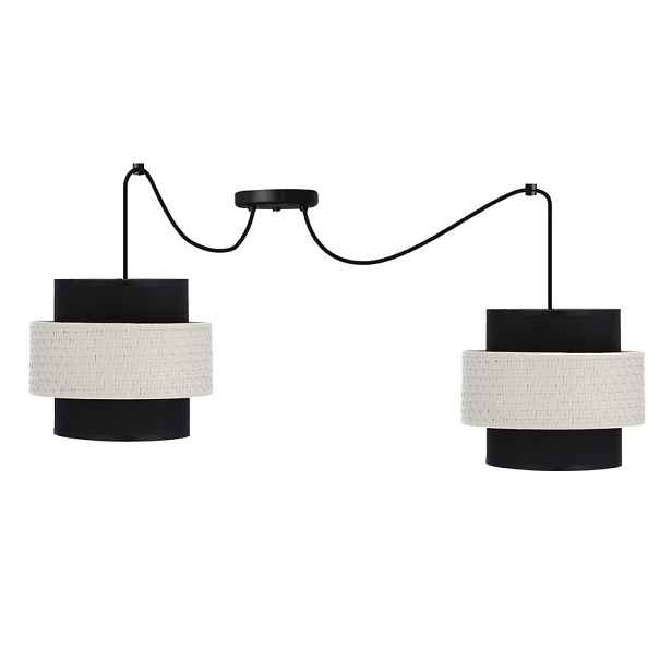 Závěsná lampa Benta P černá, 2x40W, stínidlo E27, černá+krémová