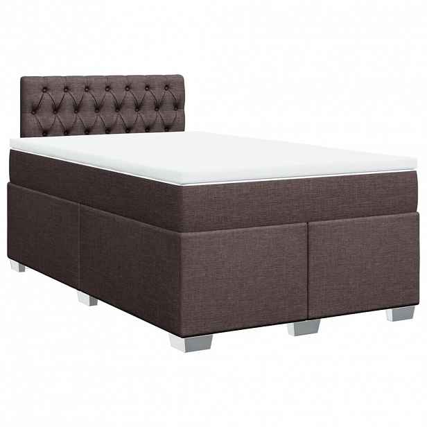 vidaXL Box spring postel s matrací tmavě hnědá 120x200 cm textil