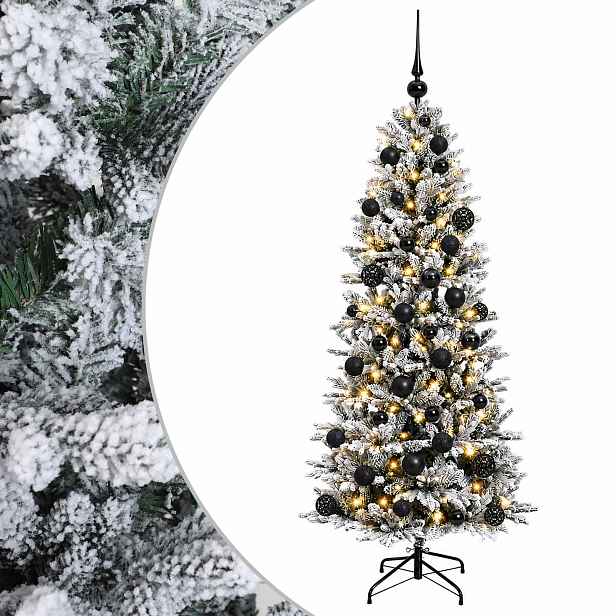 vidaXL Umělý vánoční stromek s vánočními koulemi 150 cm 150 LED