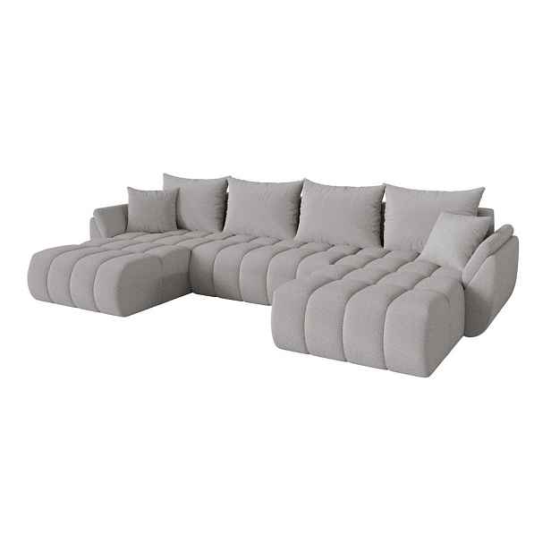 ALTDECOR SEDACÍ SOUPRAVA DO U s funkcí spaní a úložným prostorem TOKO-U-v1 378x194x86 světle šedá bouclé