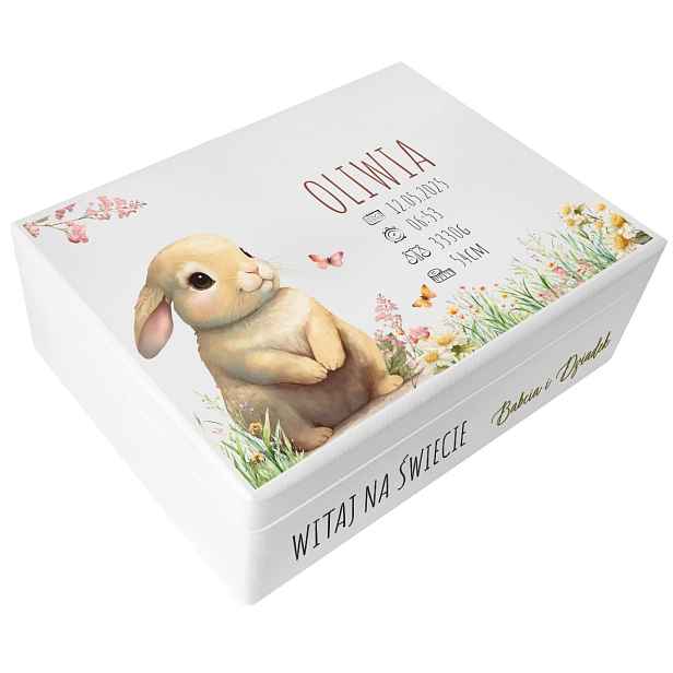 Bílá krabička vzpomínek dárek k narození metrika 40x30 Uv tisk spousta vzorů