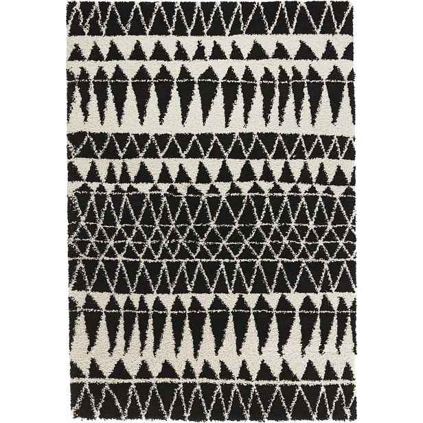 Černo krémový koberec do obývacího pokoje, silný koberec typu shaggy, boho vzor 80x150 cm