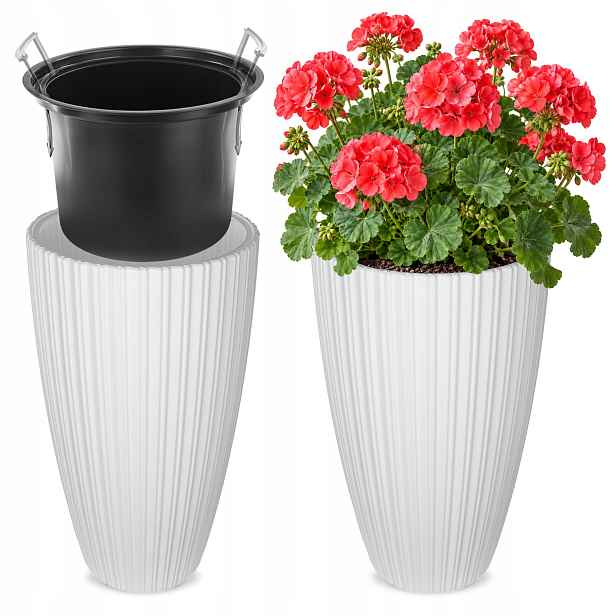 Květináč Květináč 30 cm Obal S Vložkou Květinový Plastový Bílý