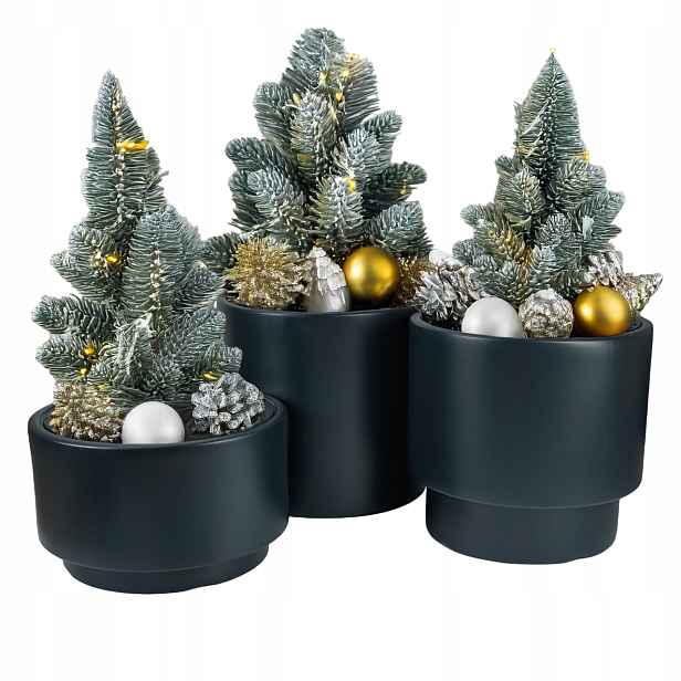 Set 3ks Zahradní Květináč S Vložkou 24+37+38 CM Květináč Velký Antracit