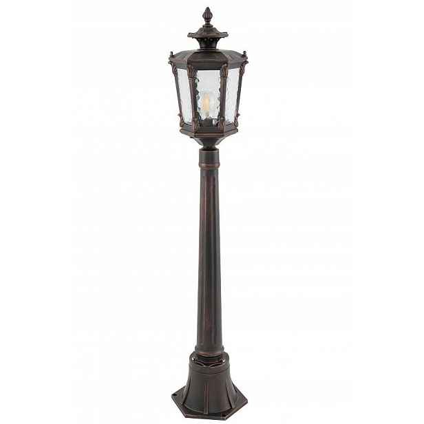 Venkovní zahradní lampa Amur Černá Zlatá Skleněná Stínidlo 1xE27 IP44 115cm