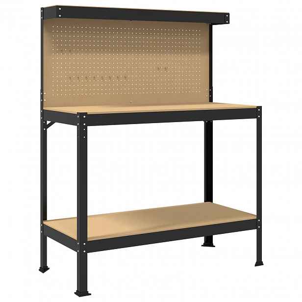 vidaXL Pracovní stůl Černý 114 x 54 x 145 cm Skládané dřevo a kov