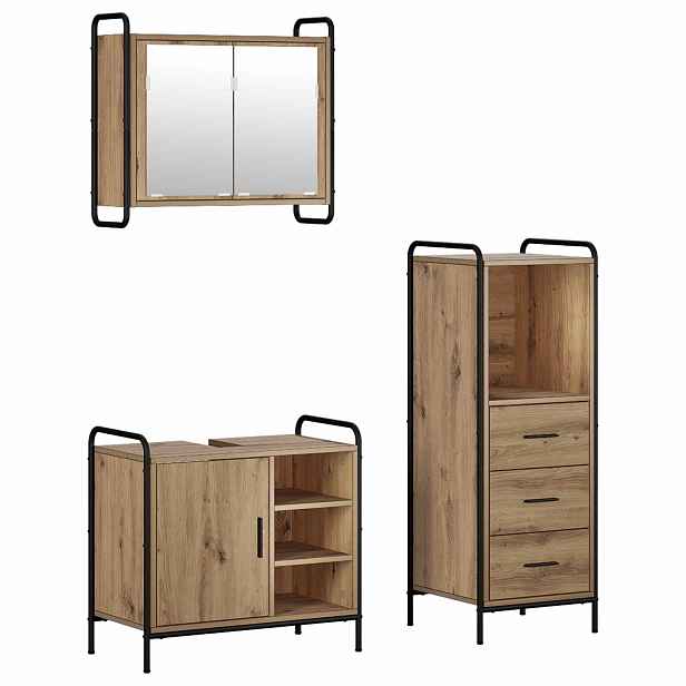 vidaXL Sada koupelnových skříněk 3 ks Dub artisan 40 x 36 x 109,5 cm